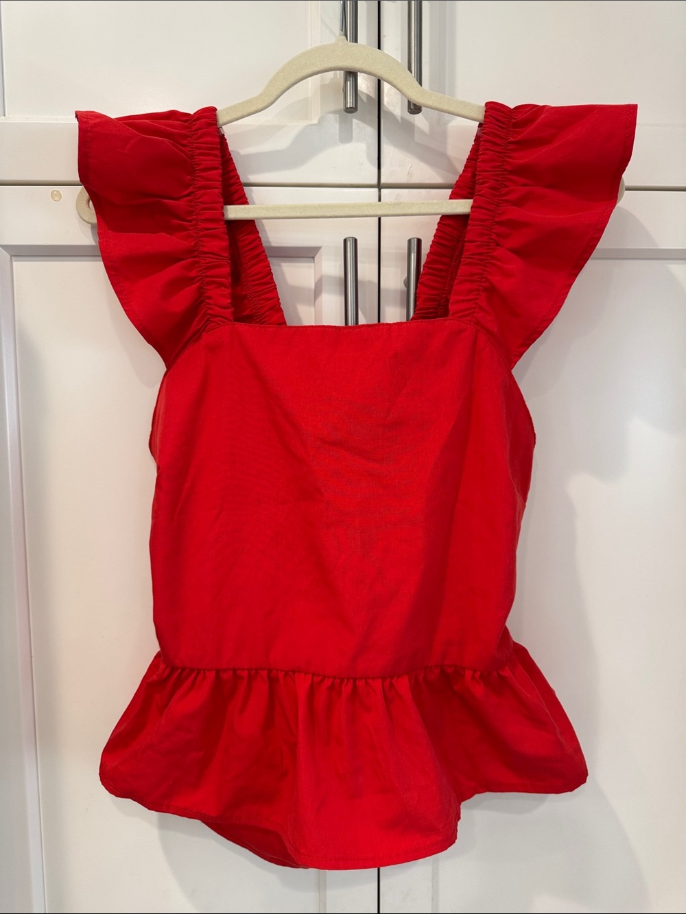 Red Ruffle Peplum Tank Top - Women's